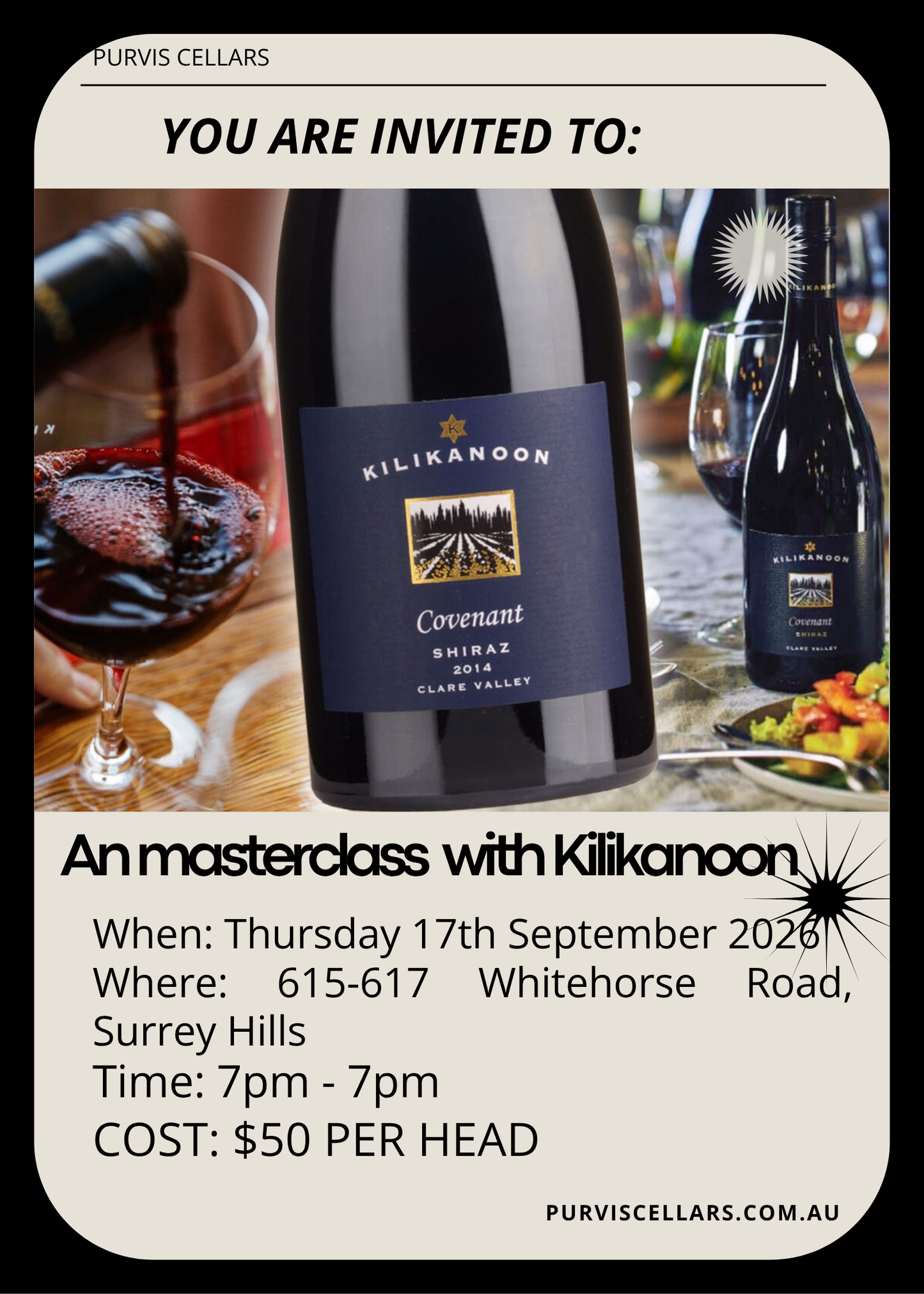 Event Booking - An Evening with Kilikanoon