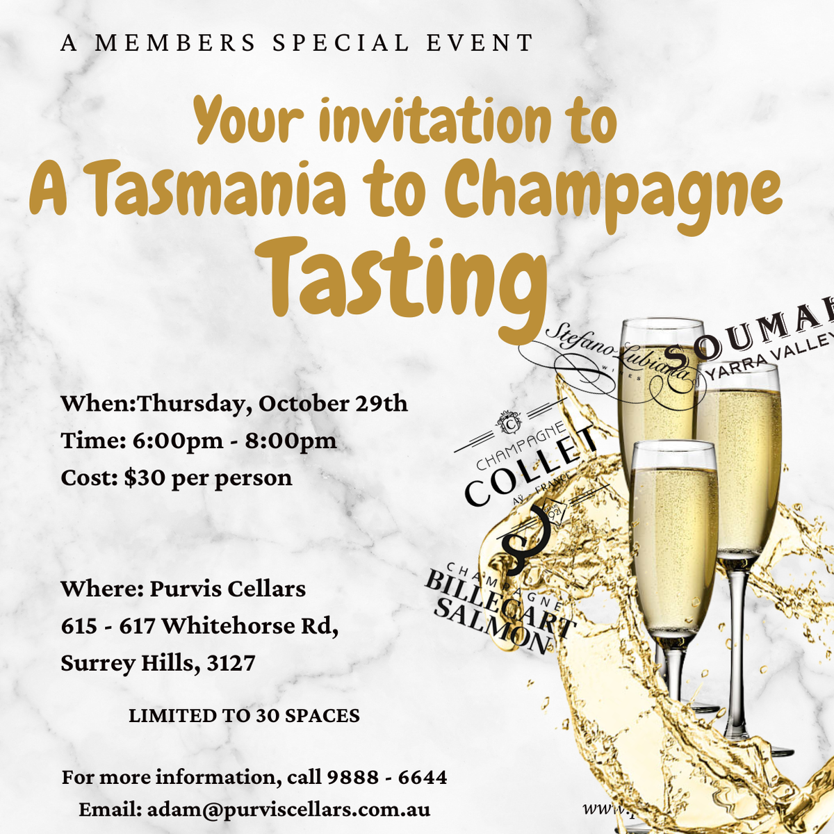 Event Booking - From to Tasmania to Champagne Tasting 2026