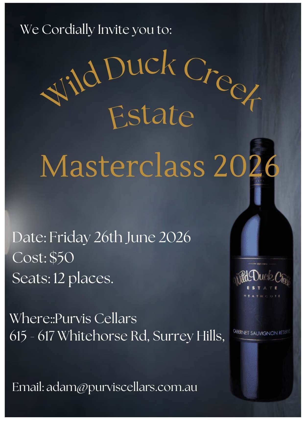 Event Booking - A Wild Duck Creek Masterclass 2026