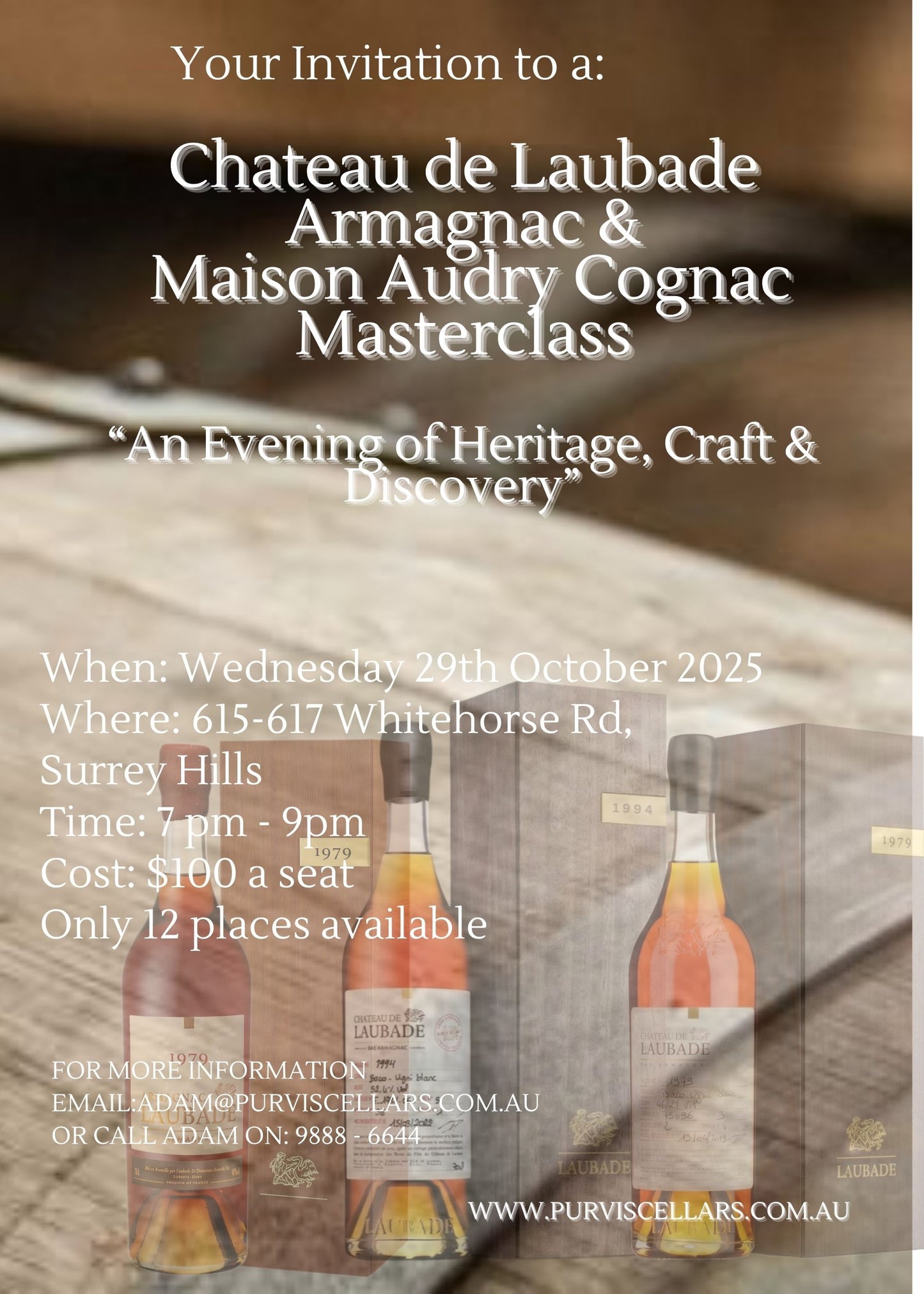 Event Booking - Laubade Armagnac and Maison Audry Cognac Masterclass 2025