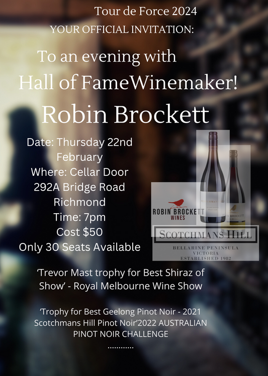 Event Booking - Cellar Door Wine Tasting  - An evening with Robin Brockett