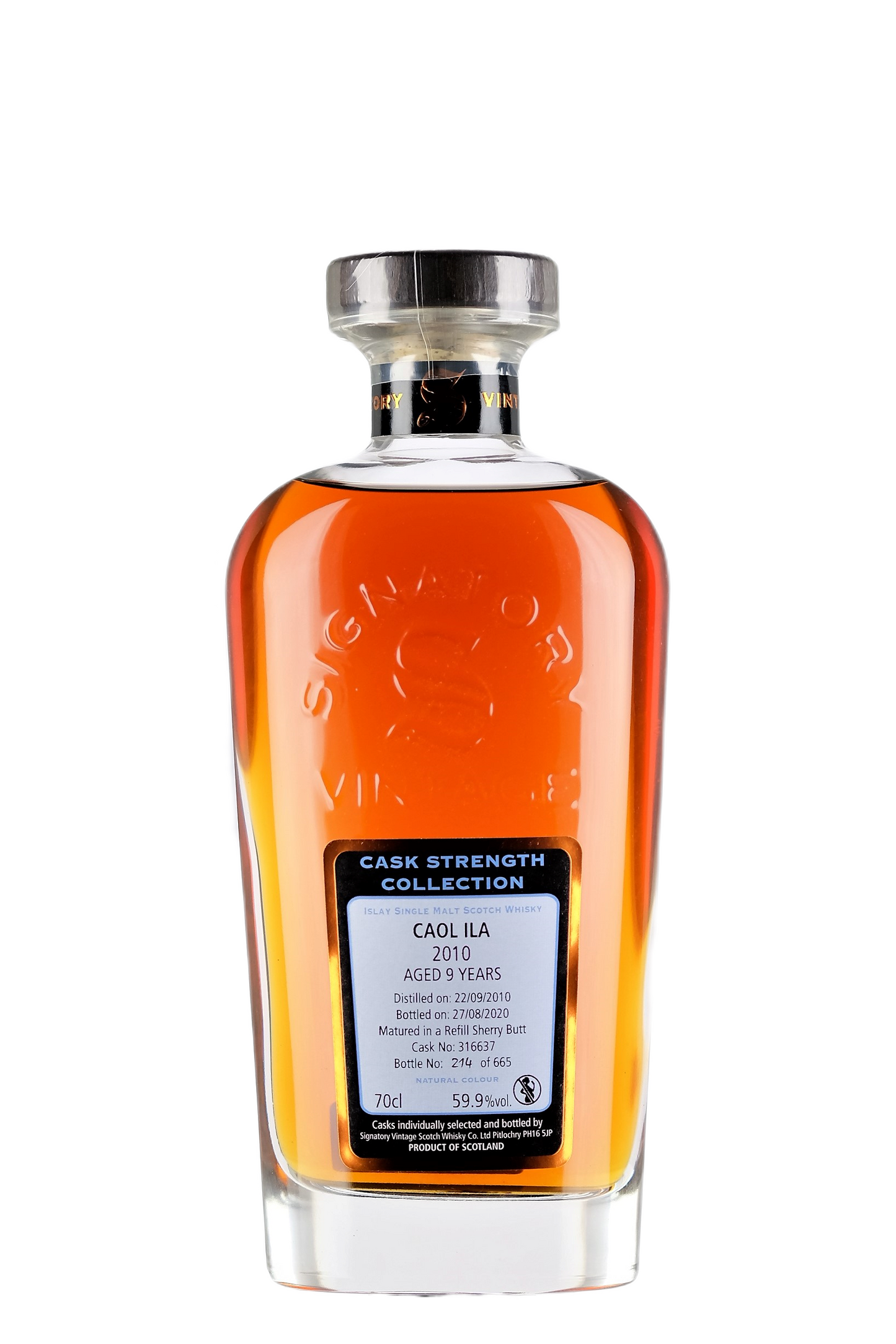 Signatory Vintage Caol Ila 2010 Aged 9 Years Cask Strength Old Whisky 700ml